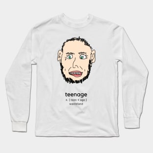 Awkward Smile, Creepy, Teenage wasteland, Funny T-Shirt, Funny Tee, Badly Drawn, Bad Drawing Long Sleeve T-Shirt